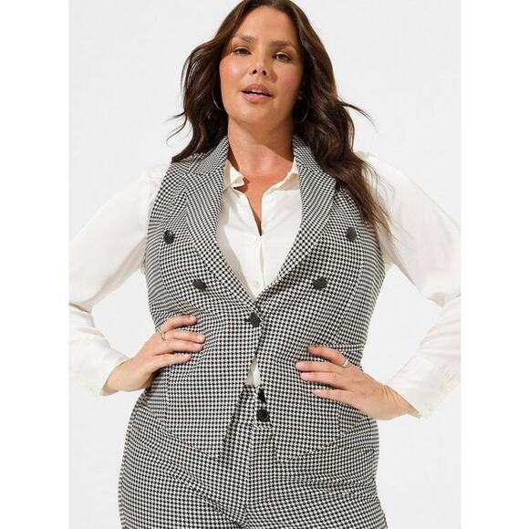 Studio By Torrid Ponte Buttoned Tailored Suit Vest Size 2X Houndstooth Office - Picture 1 of 15